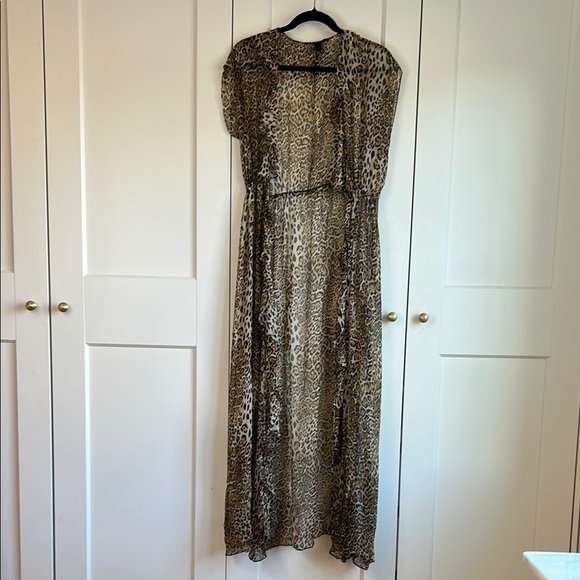 Victoria Secret Silk Cheetah Print Sheer Maxi Dress/Coverup/Robe | One Size - Picture 1 of 8